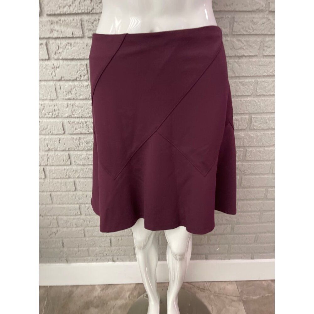 White House Black Market Women Burgundy Mini Knit A-Line Skirt Size 12